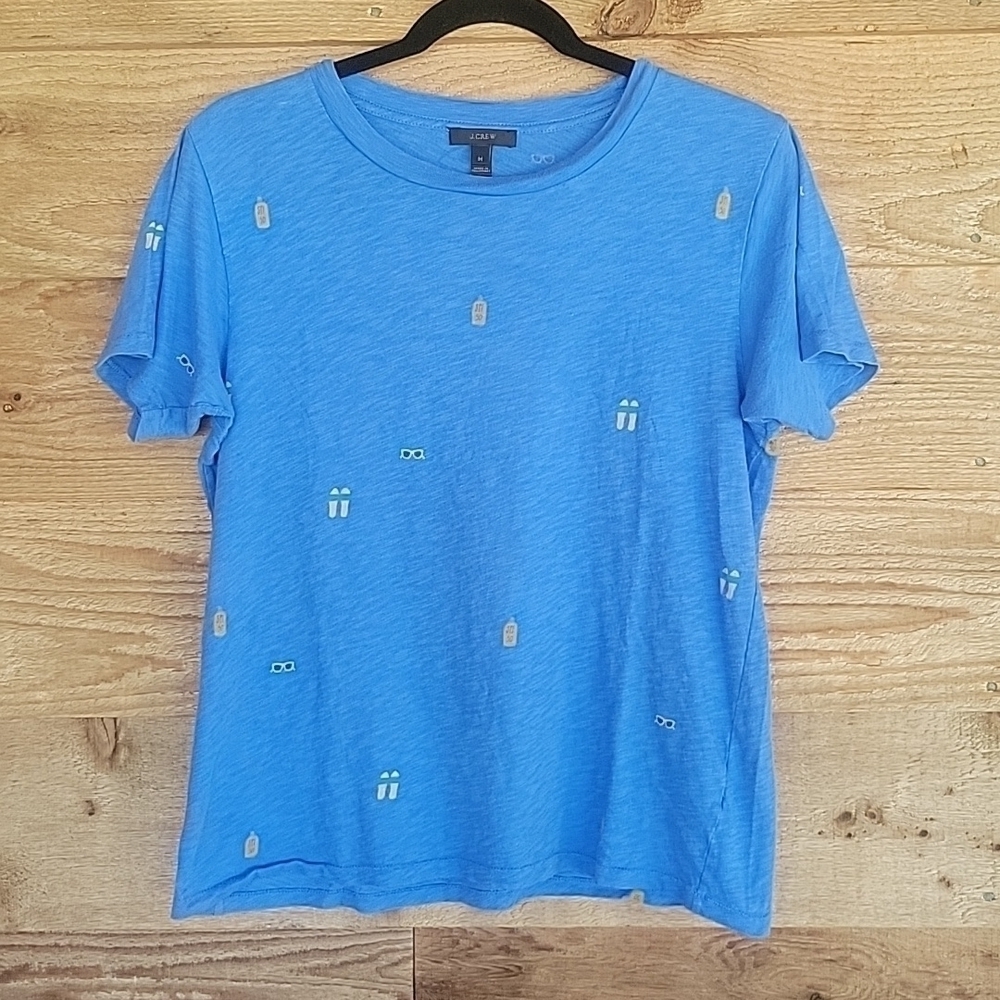 J. Crew Blue Short Sleeve Beach Day Tee Size Medium